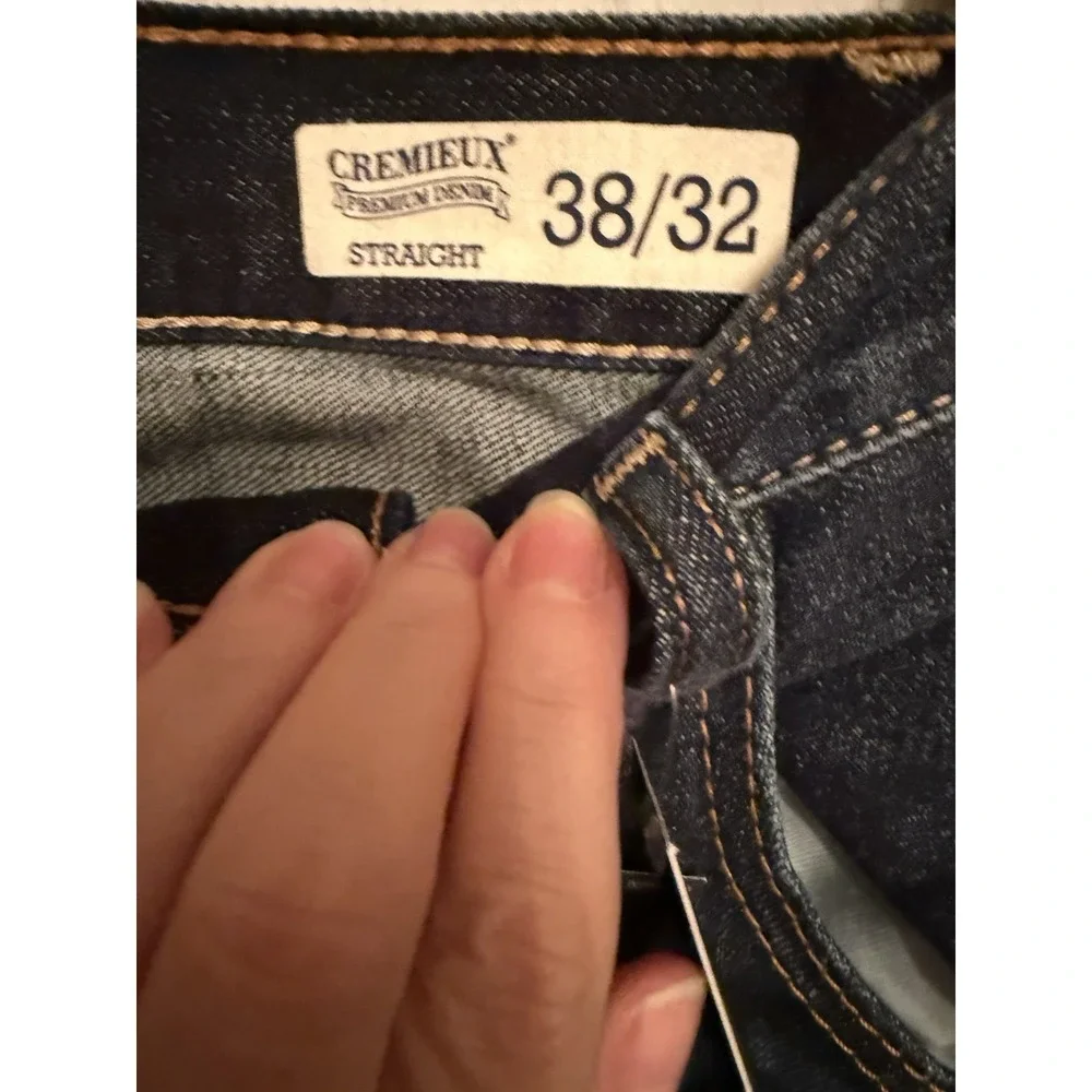 NWT Cremieux Premium Denim Jeans Men's Sz 38X32 Slim Straight Med Wash Stretch